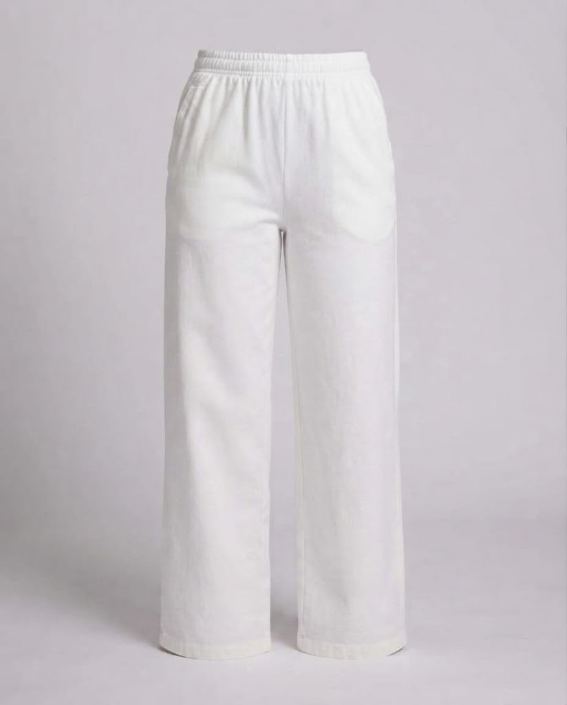 Damen Locker geschnittene Lounge‑Hose mit hohem Elastikbund und Eingrifftaschen Echo Archiv