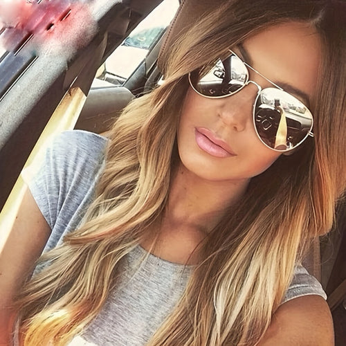 Echoarchiv | Klassische Aviator-Sonnenbrille mit Goldenem Rahmen für Damen