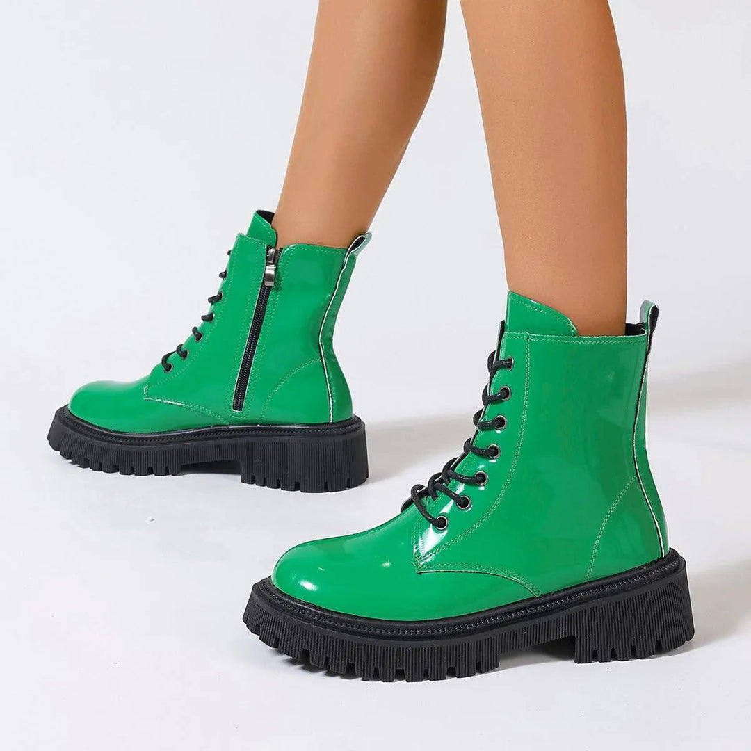 Echoarchiv | Damenstiefel Aus Glänzendem Leder mit Reißverschluss