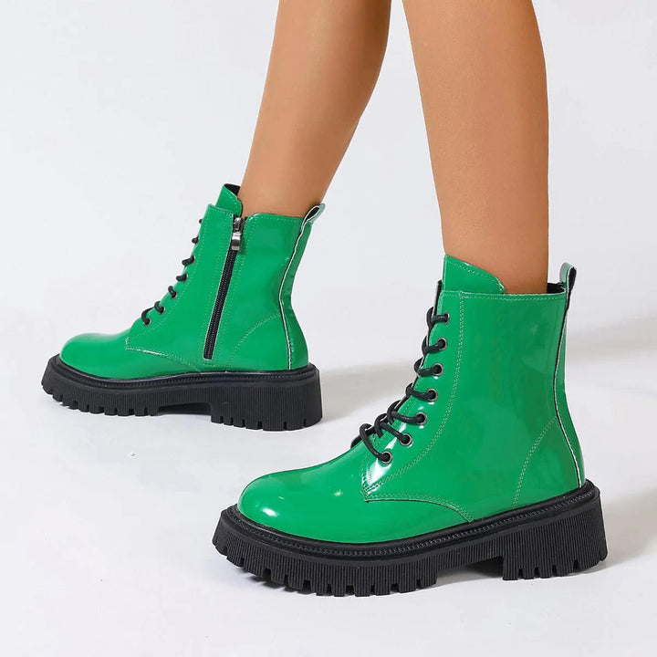 Echoarchiv | Damenstiefel Aus Glänzendem Leder mit Reißverschluss