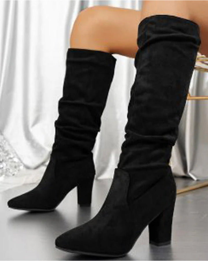Echoarchiv | Stylische Damen Stiefel mit Hohen Absätzen In Uni Farbe