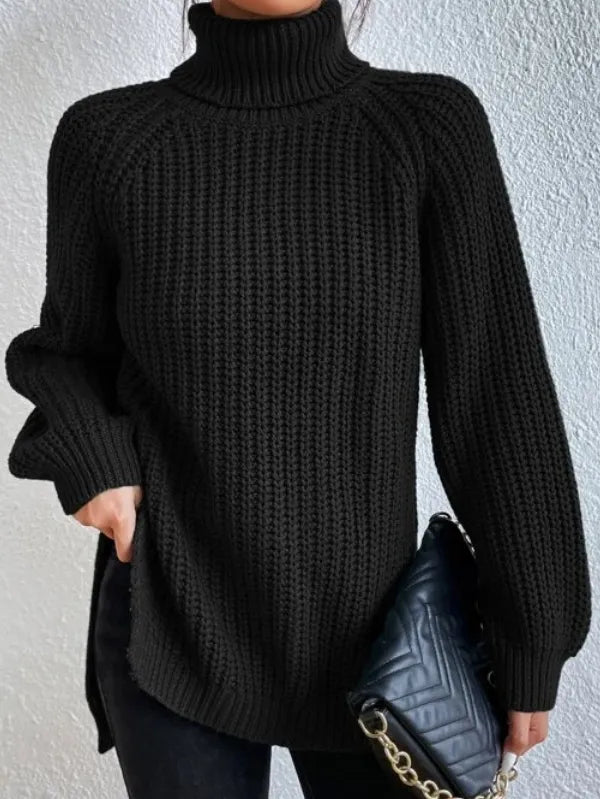 Echoarchiv-rollkragenpullover Mit Raglanärmel Und Geteiltem Saum
