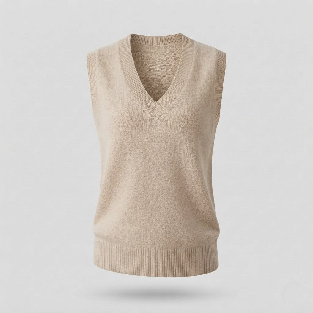 Damen Ärmellose Mohair‑Optik Longweste mit tiefem V‑Ausschnitt und weichem Fall Echoarchiv