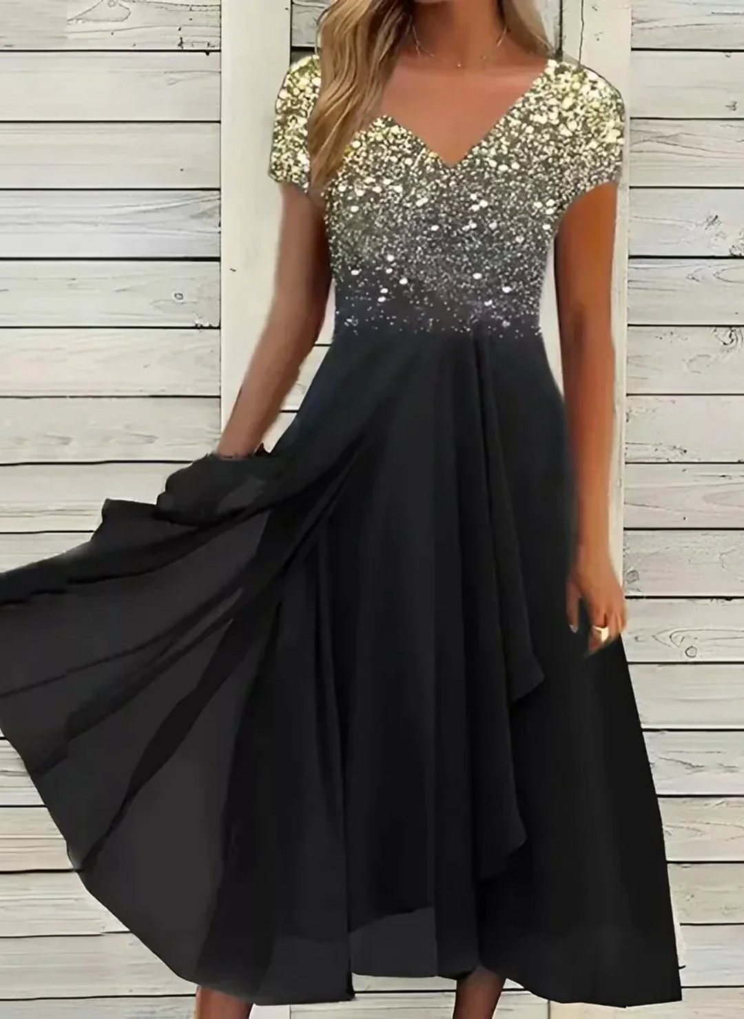 Echoarchiv | Damen Elegante V-Ausschnitt Kleid Abendkleid