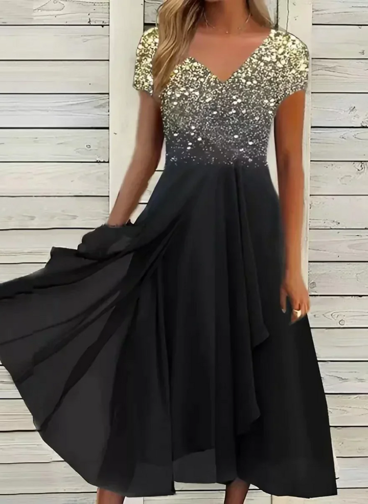 Echoarchiv | Damen Elegante V-Ausschnitt Kleid Abendkleid