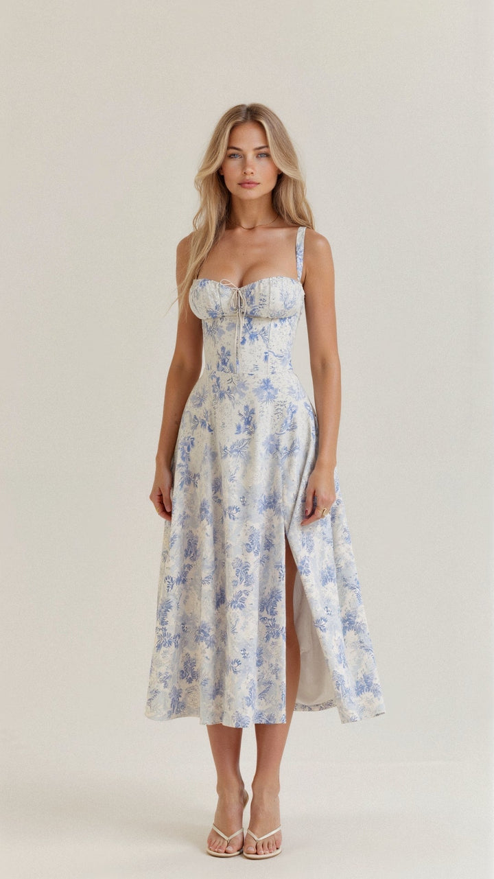 Echoarchiv | Sommerliches Midi Kleid mit Trägern & Schlitz Luftig, Elegant & Perfekt für Warme Tage