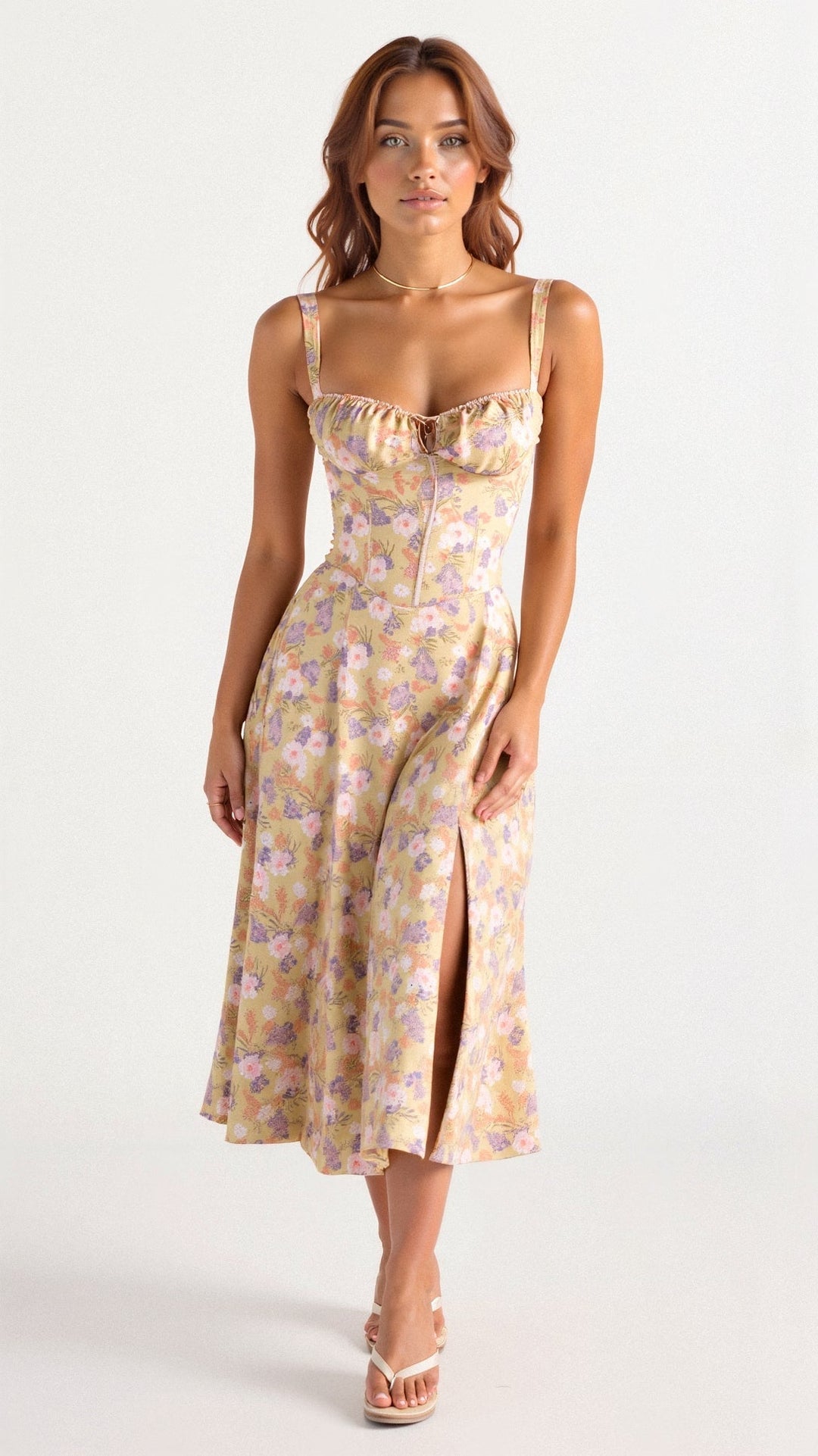Echoarchiv | Sommerliches Midi Kleid mit Trägern & Schlitz Luftig, Elegant & Perfekt für Warme Tage