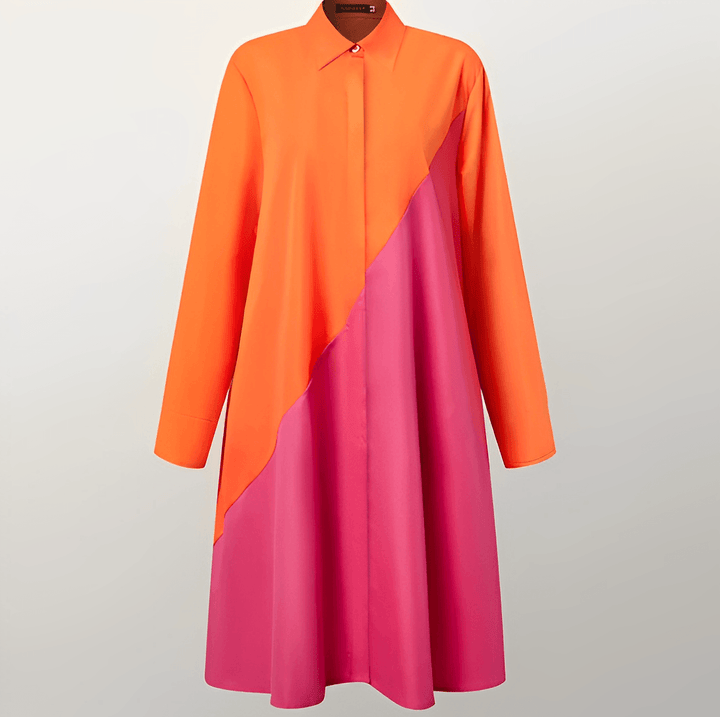 Echoarchiv | Hemdblusenkleid mit Umlegekragen & Dreiviertelärmel