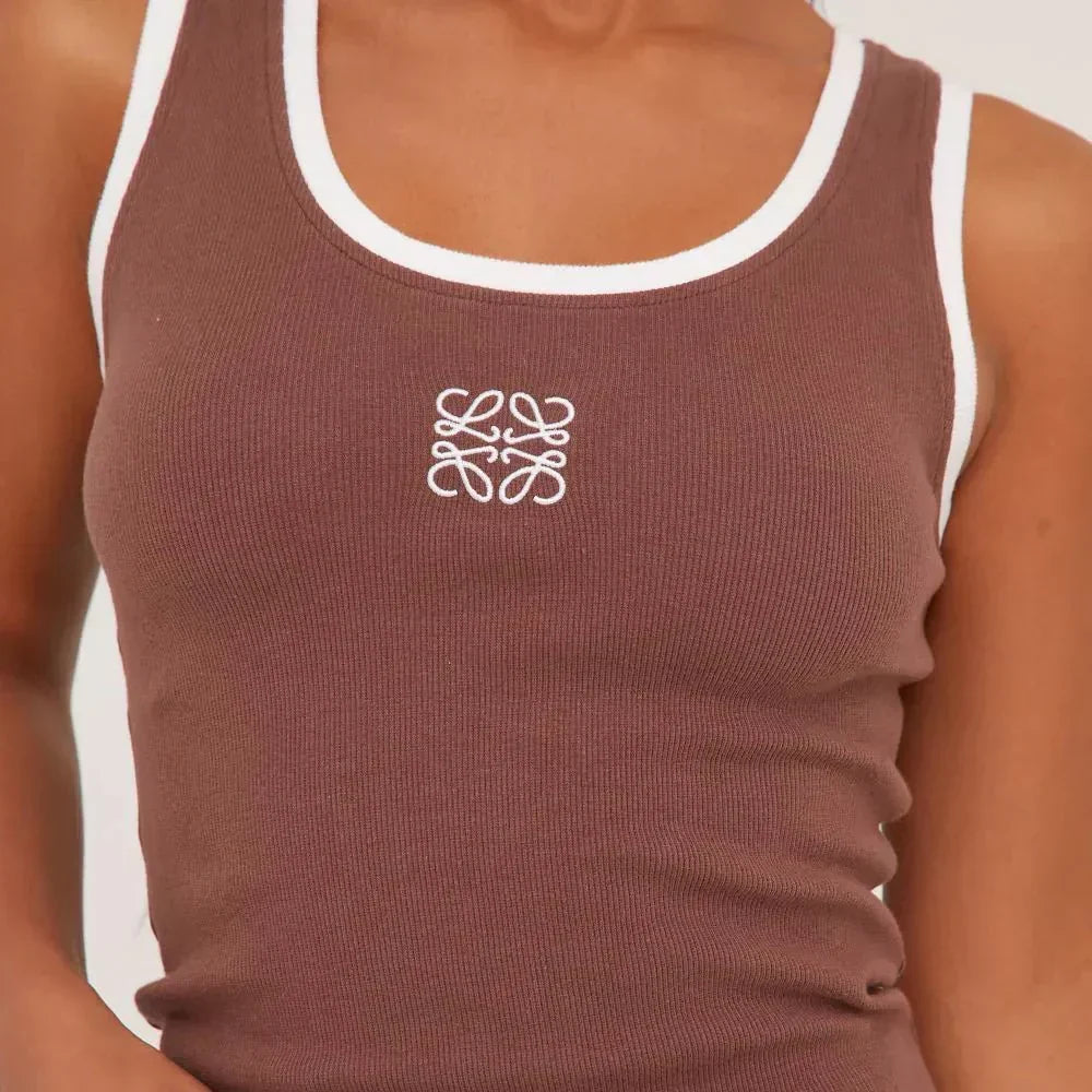 Echoarchiv | Geripptes Tanktop mit zarter Stickerei