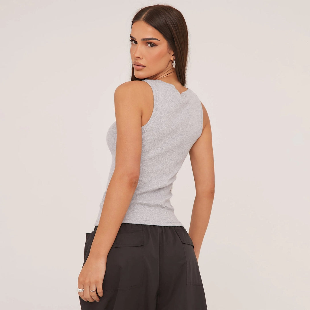 Echoarchiv | Geripptes Tanktop mit zarter Stickerei