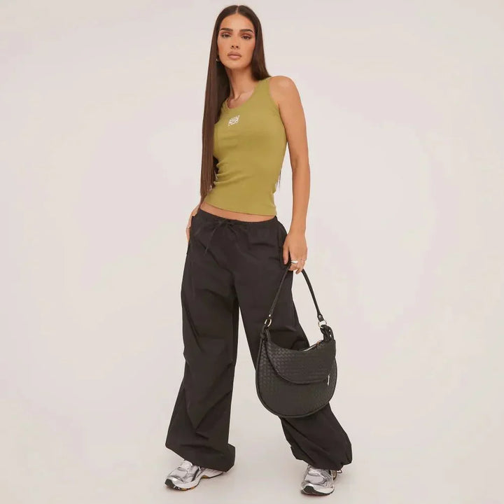 Echoarchiv | Geripptes Tanktop mit zarter Stickerei