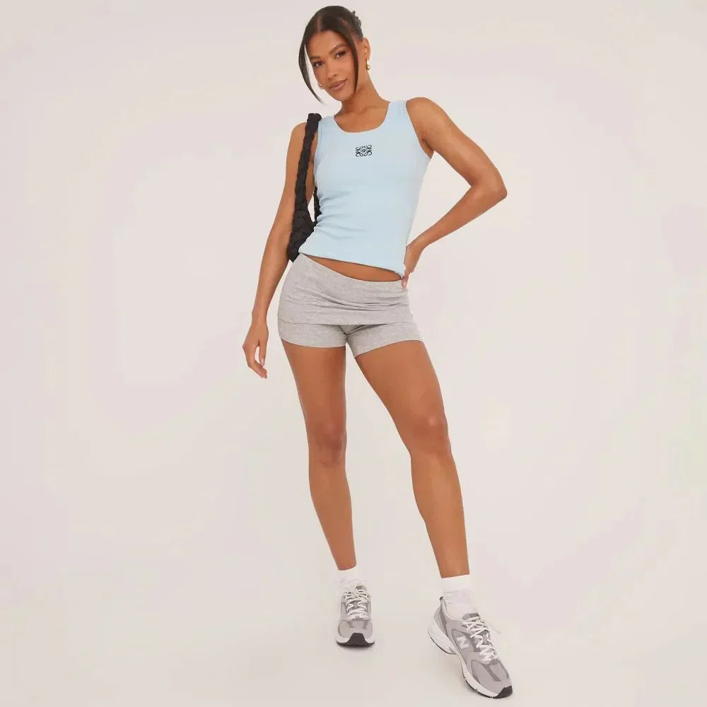 Echoarchiv | Geripptes Tanktop mit zarter Stickerei