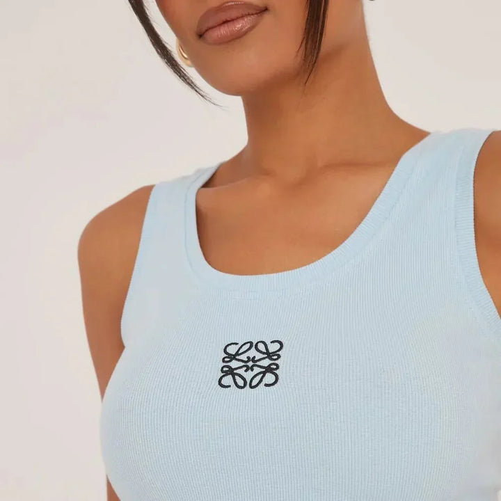 Echoarchiv | Geripptes Tanktop mit zarter Stickerei