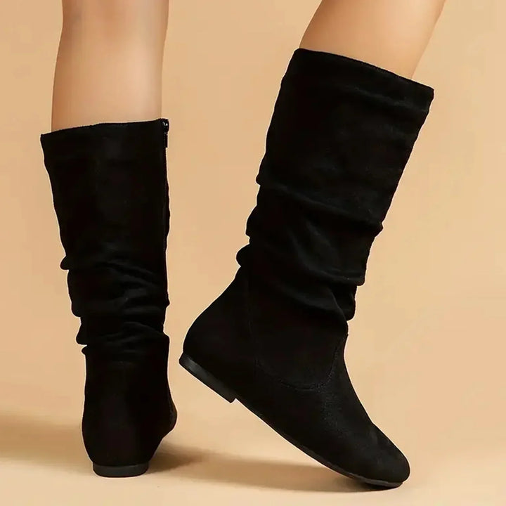 Wildleder Stiefeletten Bis Zur Wade mit Seitlichem Reißverschluss – Lioré