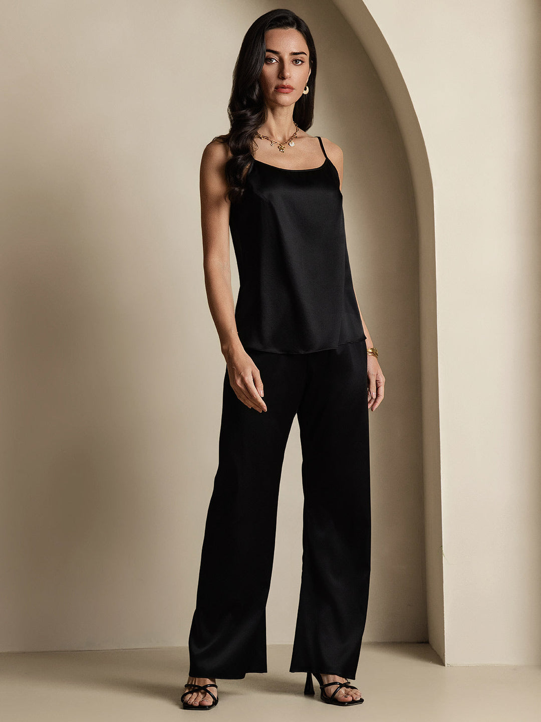 Echoarchiv | Seide Entspannt Spaghettiträger Camisole Top