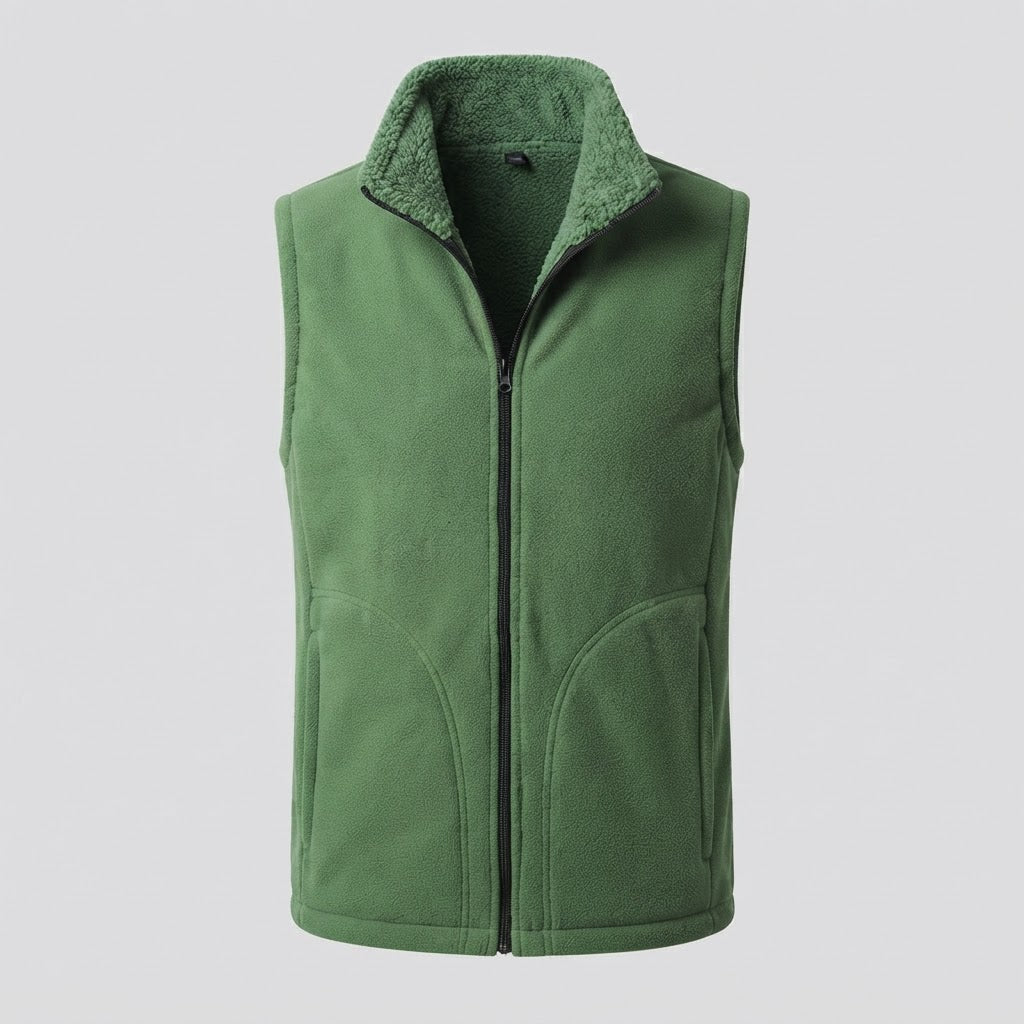 Herren Warme Thermo-Fleeceweste mit Sherpa-Innenfutter, Stehkragen und verdeckten Eingrifftaschen Echoarchiv