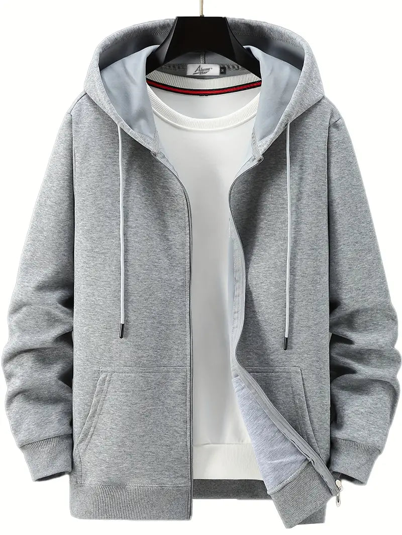 Echoarchiv - Lässiger Herbst Full Zip Hoodie mit Kordelzug für Männer