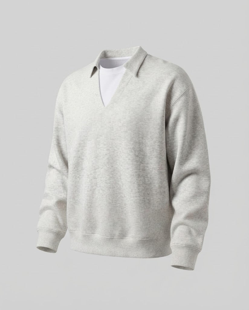 Damen Freizeit- und eleganter Sweatshirt mit Hemdkragen Echoarchiv
