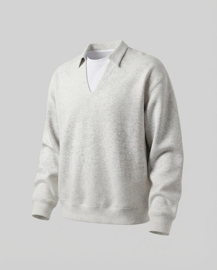 Damen Freizeit- und eleganter Sweatshirt mit Hemdkragen Echoarchiv