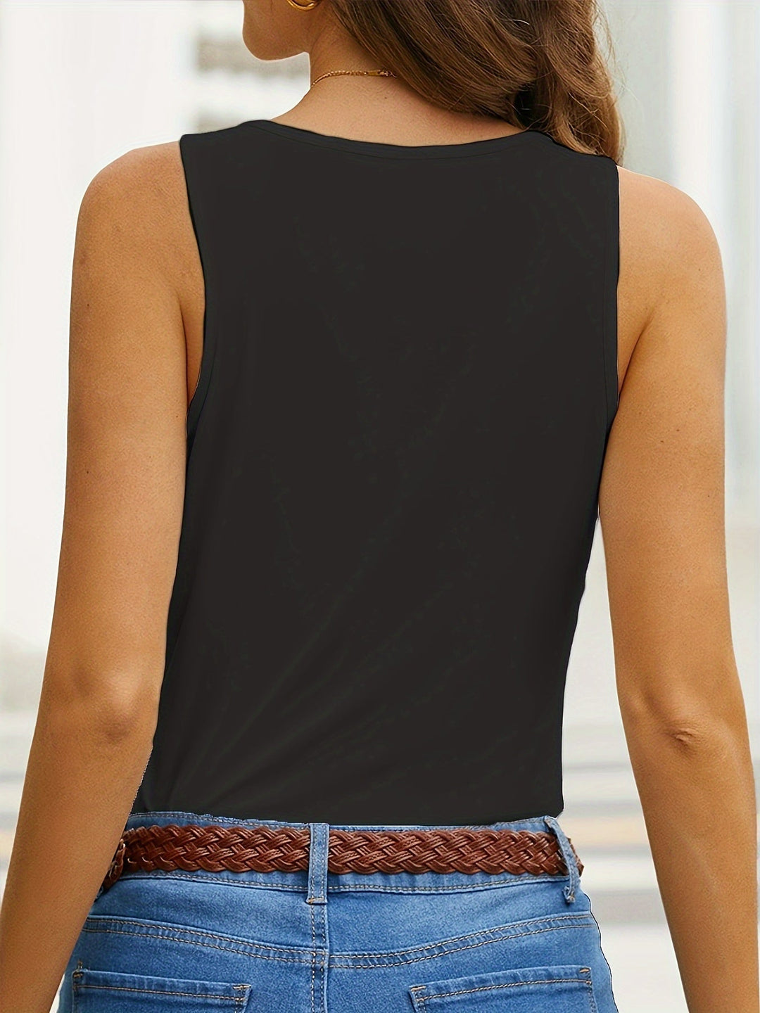Echoarchiv | Tank Top mit V-Ausschnitt und Wellenschliff Stilvoll und Bequem für Den Sommer