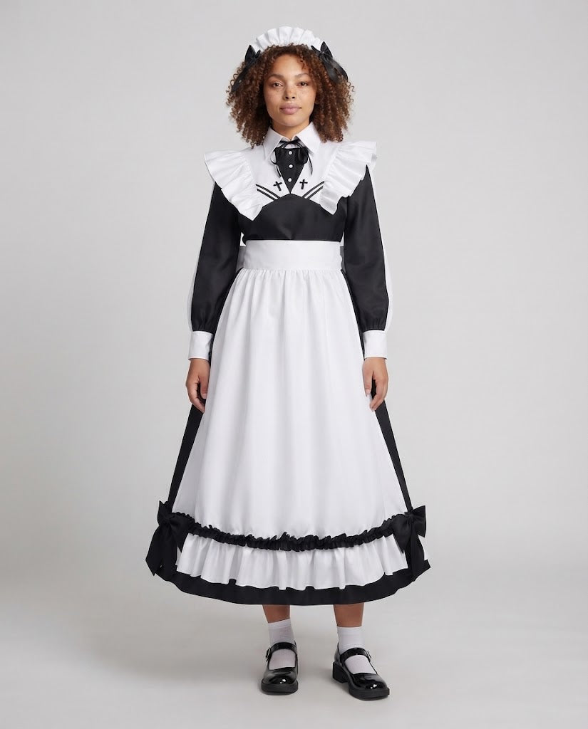 Damen Kostümkleid mit Rüschendetails und eleganten Accessoires Echo Archiv