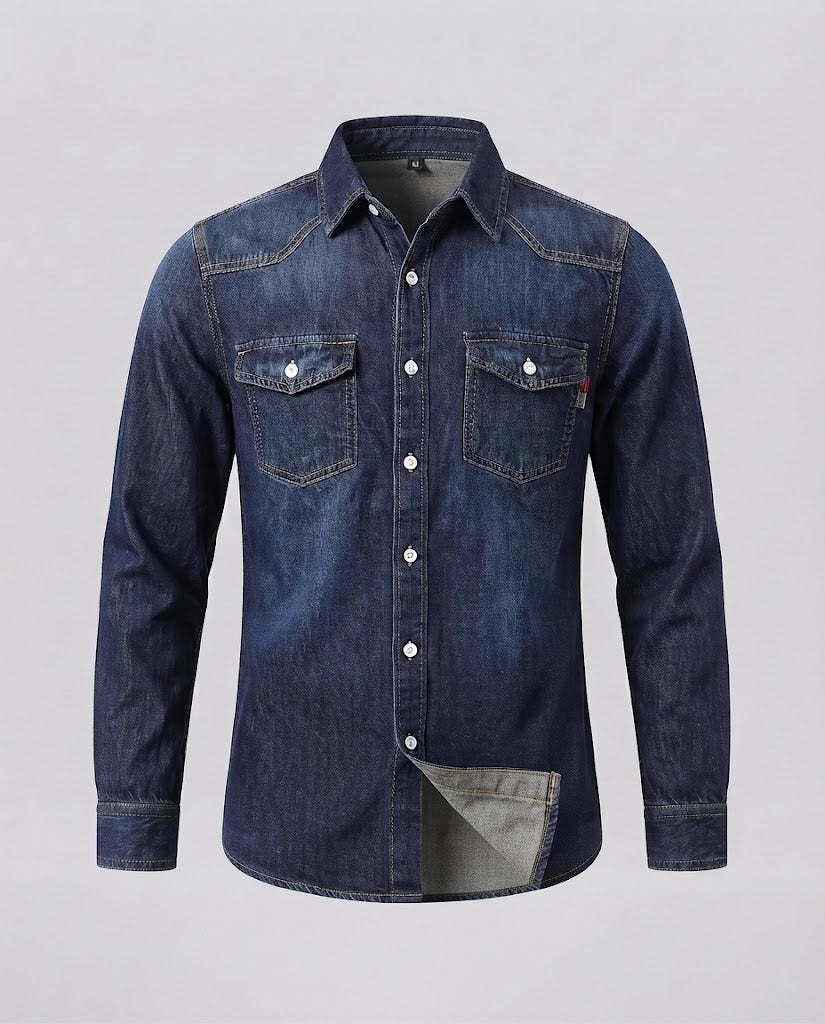Herren robuste Denim-Hemdjacke mit aufgesetzten Brusttaschen Echo Archiv