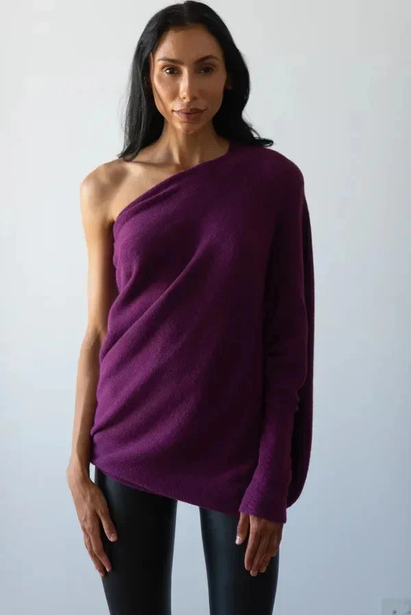 Asymmetrisch drapierter Pullover – Mavelle