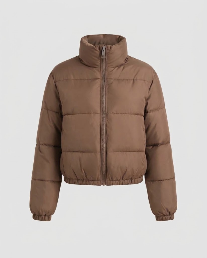Damen Kurze wattierte Steppjacke mit hohem Stehkragen und elastischen Bündchen Echo Archiv