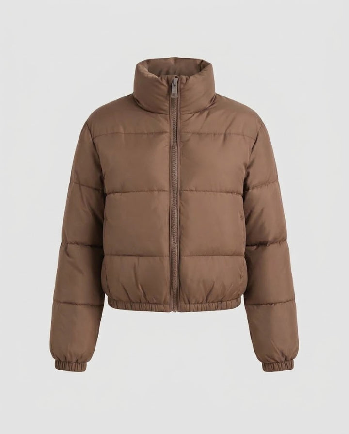 Damen Kurze wattierte Steppjacke mit hohem Stehkragen und elastischen Bündchen Echo Archiv