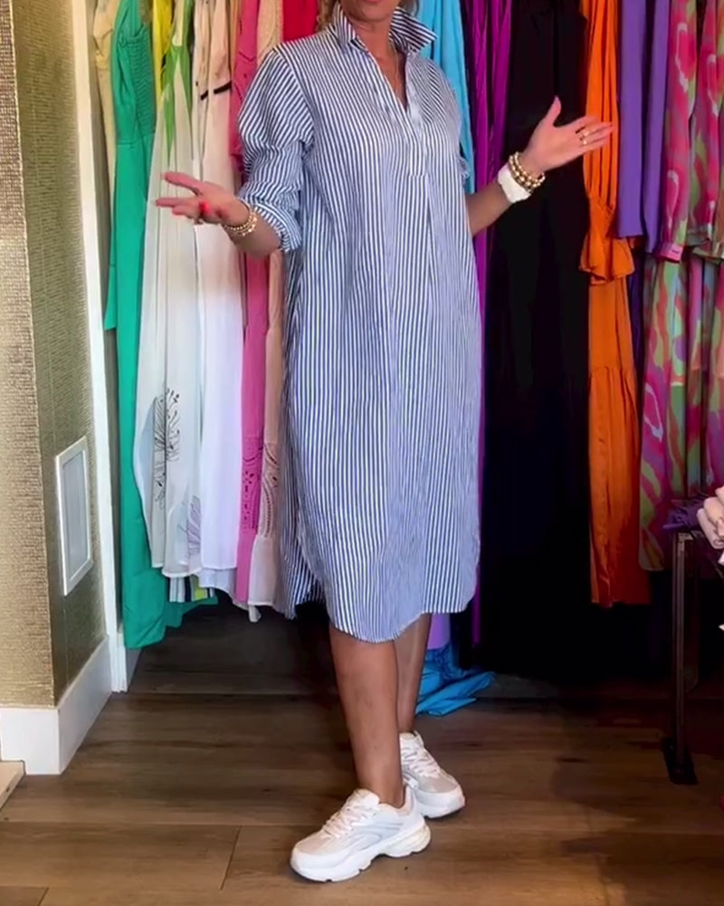 Echoarchiv | Gestreiftes Hemdkleid In Lässiger Passform