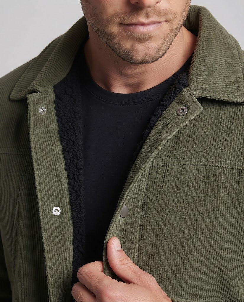 Herren Weiche Cordjacke mit Teddy-Innenfutter Echo Archiv