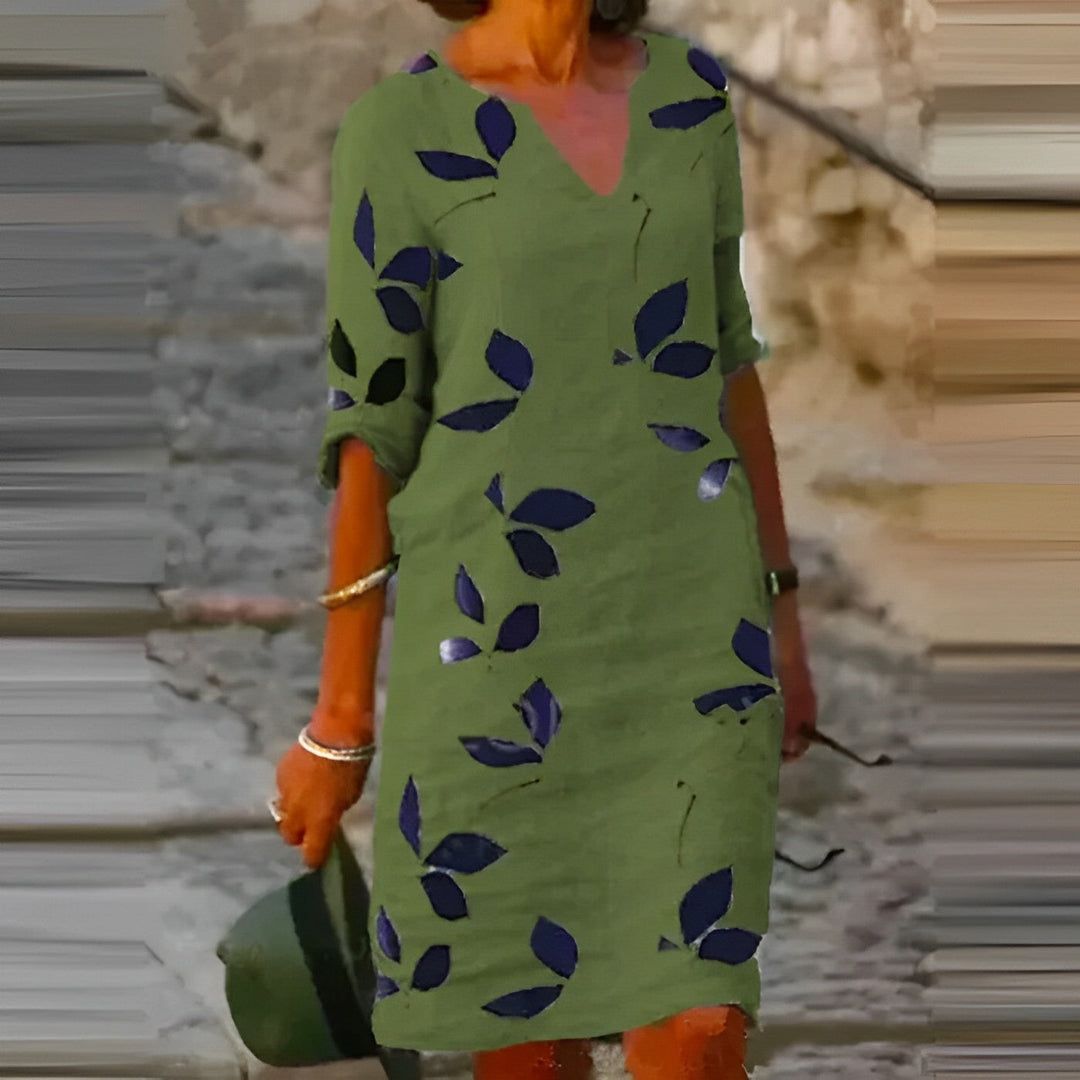 Echoarchiv | Atemberaubendes Damen-Sommerkleid mit Blätterdruck