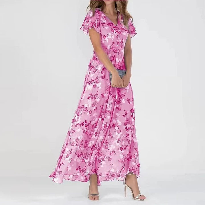 Elegante Blumige Chiffonkleid