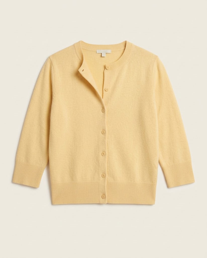 Damen Kurzgeschnittener Feinstrick-Cardigan mit 3/4-Ärmeln und geripptem Saum Echo Archiv
