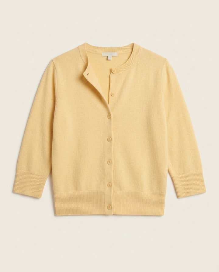 Damen Kurzgeschnittener Feinstrick-Cardigan mit 3/4-Ärmeln und geripptem Saum Echo Archiv