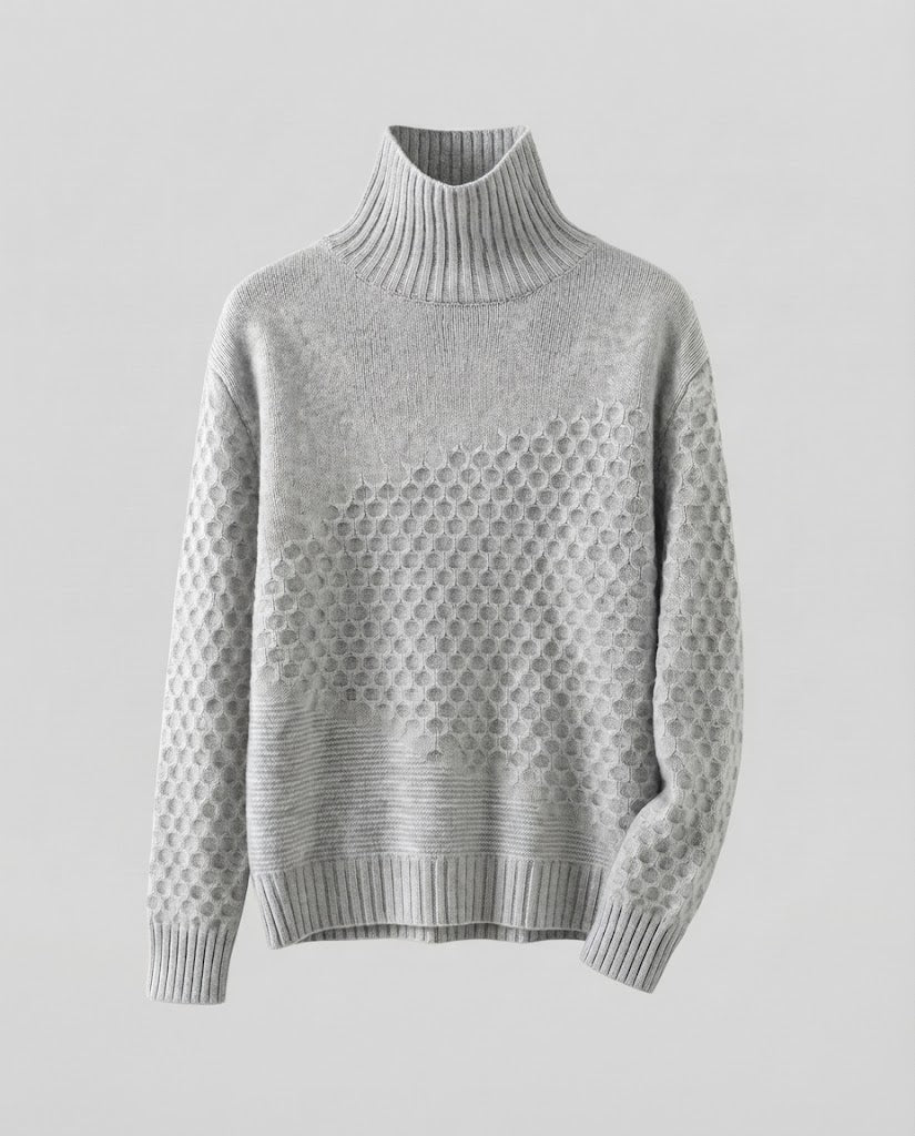 Damen Feiner Rollkragenpullover im Mohair‑Look mit Wabenstruktur Echoarchiv