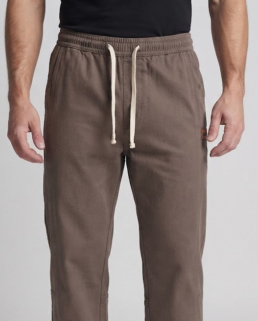 Herren Weite Relaxed-Fit Canvas-Hose mit elastischem Kordelbund und Nahtdetail Echo Archiv