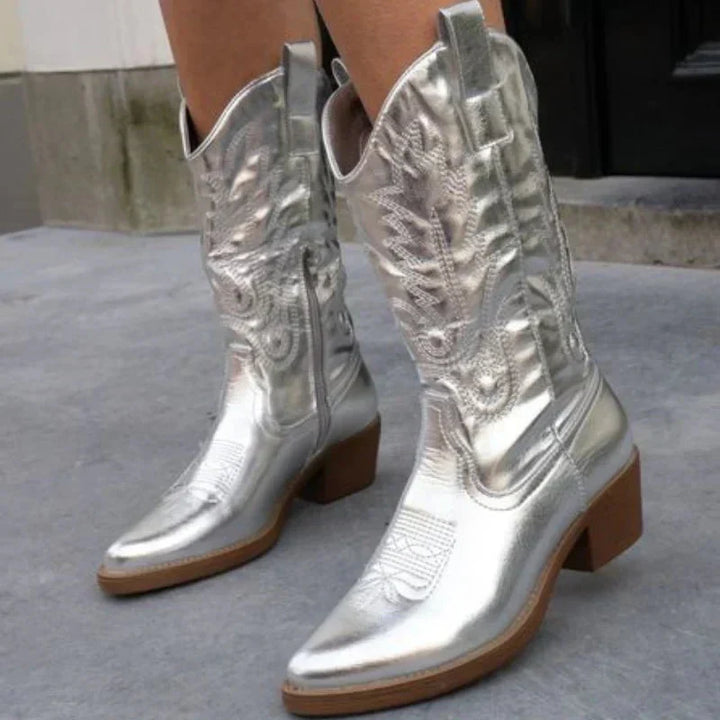 Metallische Cowboystiefel für Damen – Carina