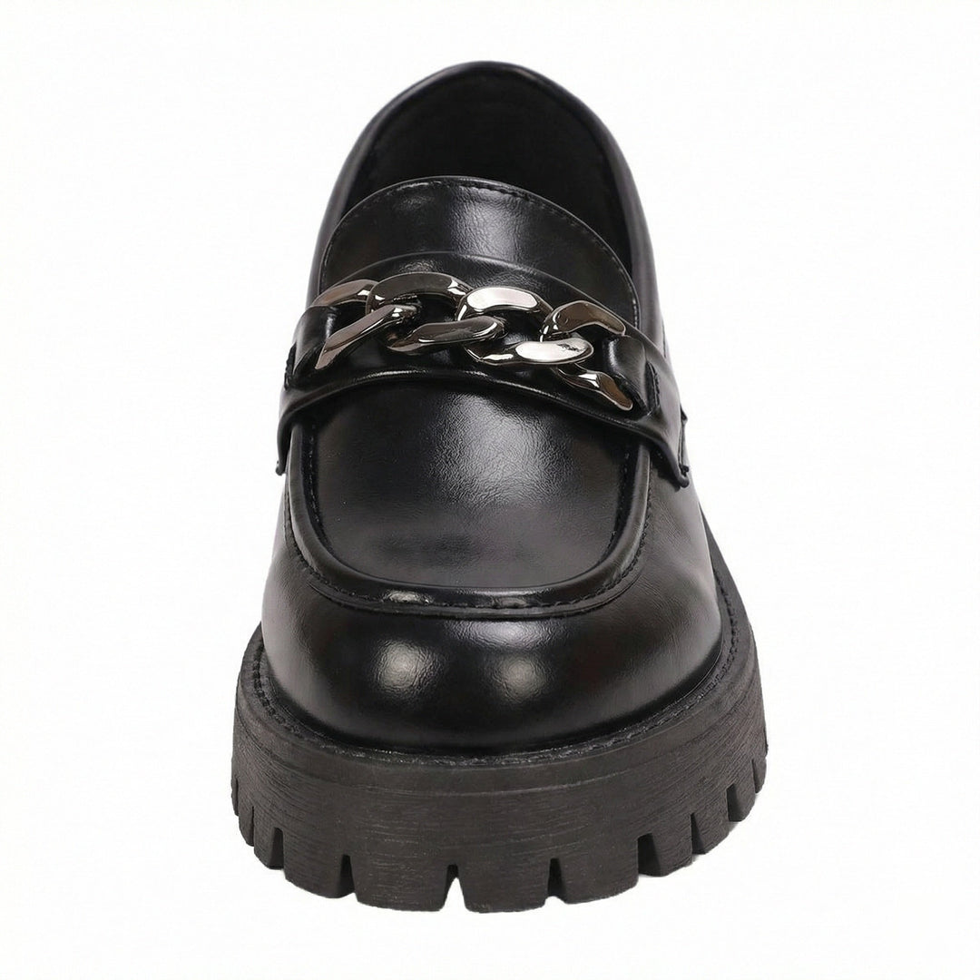 Damen Chunky Loafers mit Ketten-Applikation und robustem Profil Echoarchiv