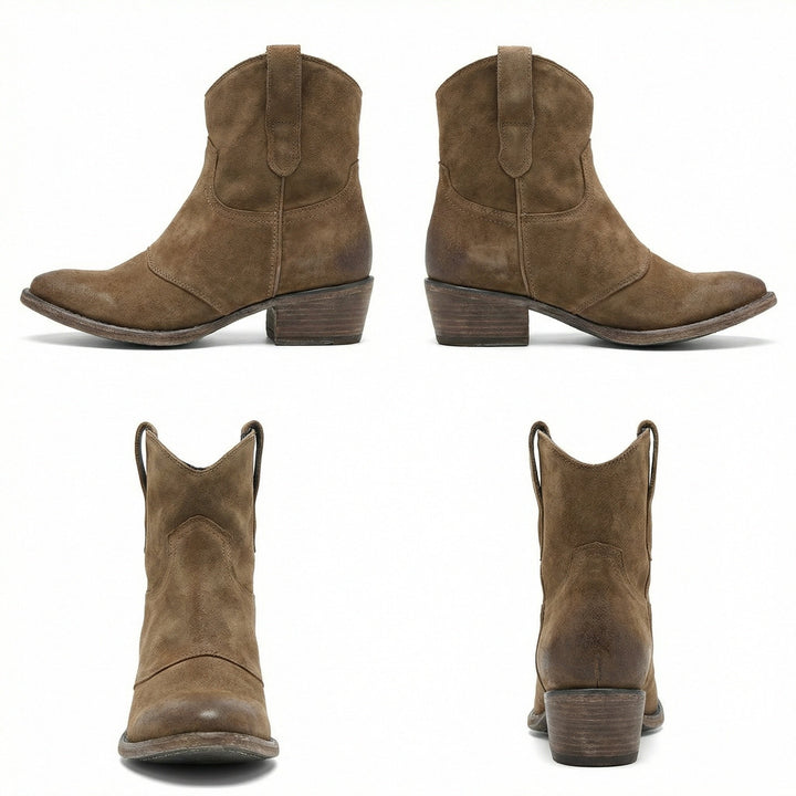 Kurze Cowboy-Stiefel | Western | Wildleder | Knöchel-Stiefel | Damenstiefel – Tavélo