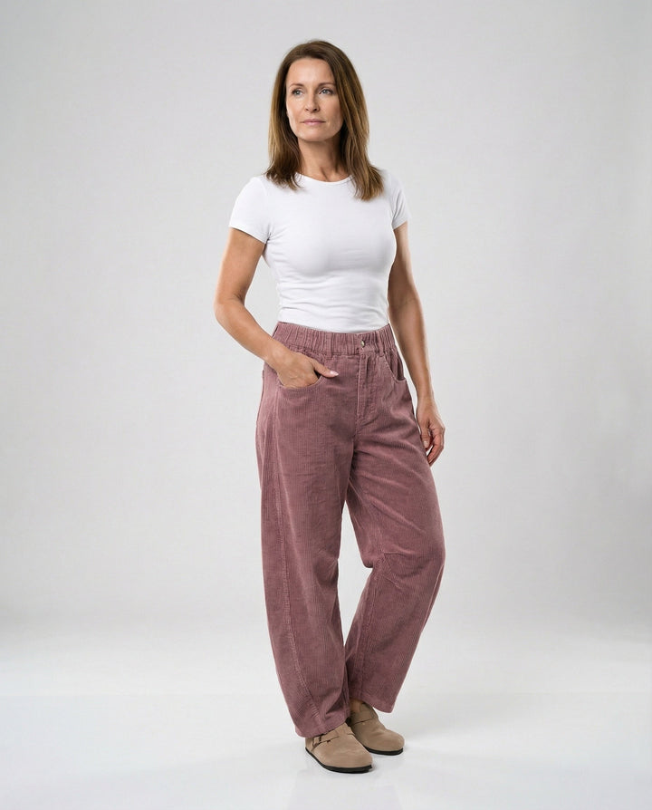 Damen Cordhose Damen weit High Waist