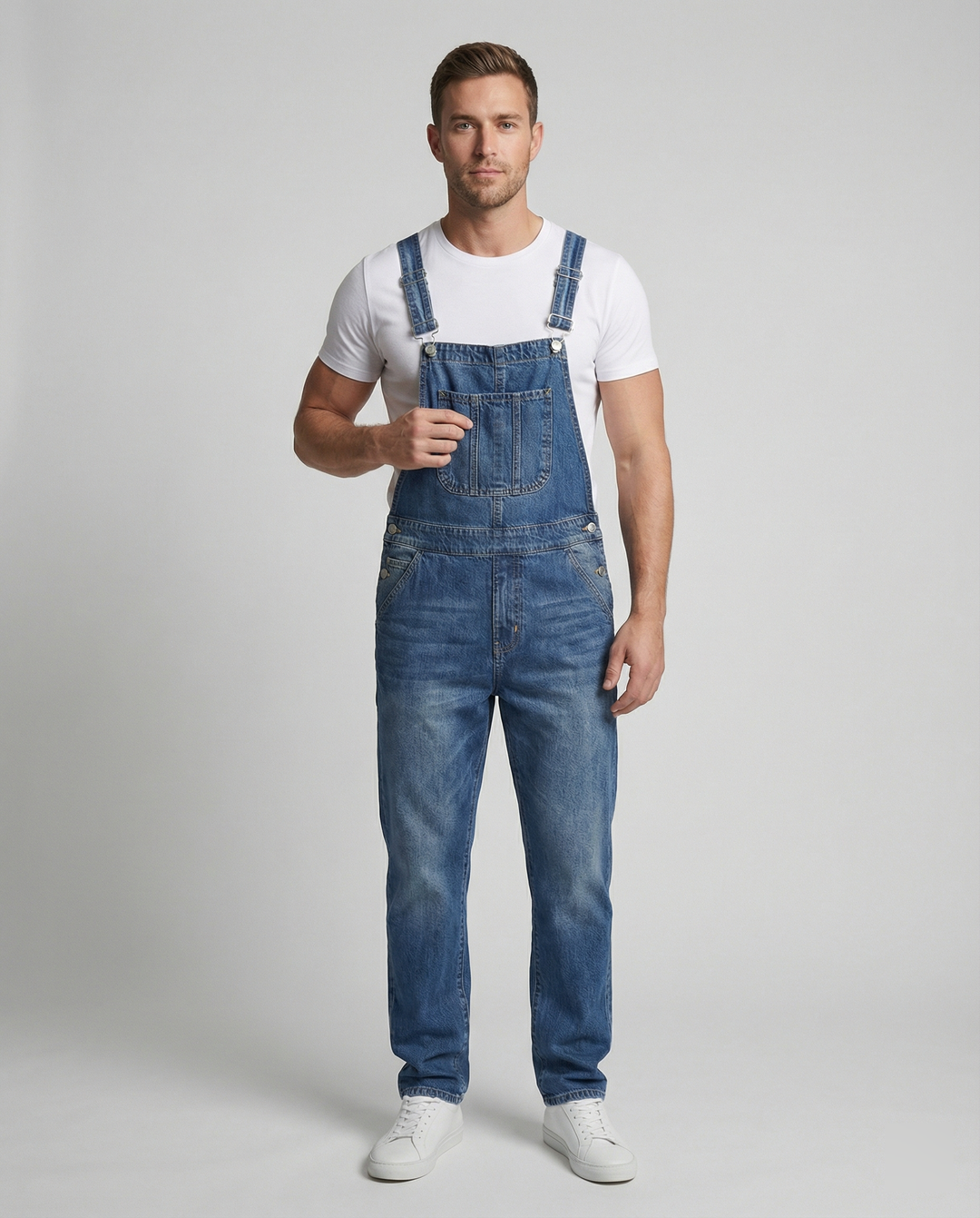 Herren Jeans Latzhose robust mit verstellbaren Trägern – Marzano