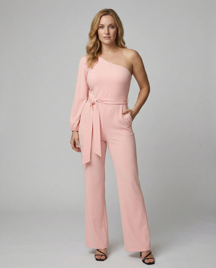 Damen Luxuriöser Overall mit Schleifengürtel & Funkelnden Details | Echoarchiv
