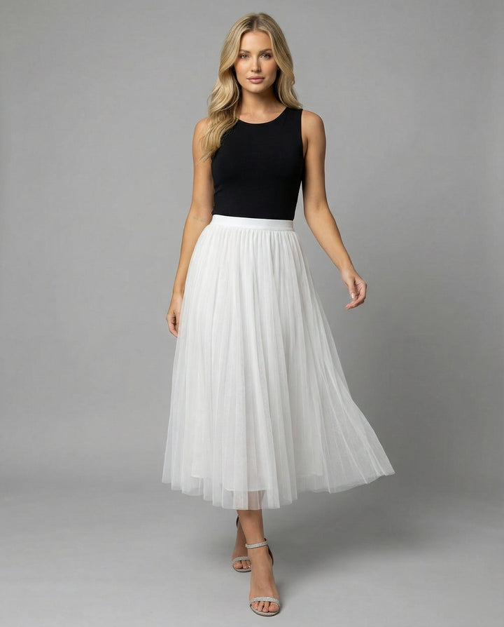langer, bauschiger Tutu-Tüllrock, fließend, trapezförmig, für Damen, lässig, weich