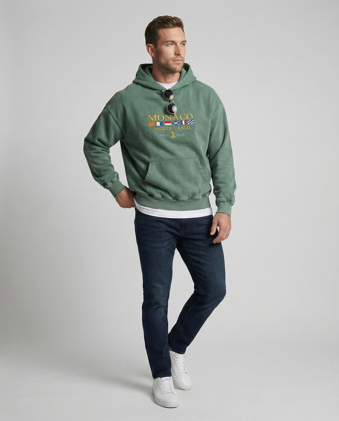 Echoarchiv | Herren Hoodie aus Baumwollmischung mit luxuriösem Monaco-Design für lässige und schicke Anlässe