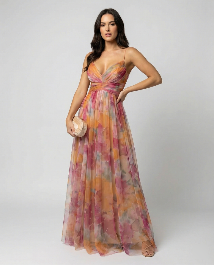 Elegantes Maxikleid im Schönen Blumenmuster für festliche Anlässe – Valéora
