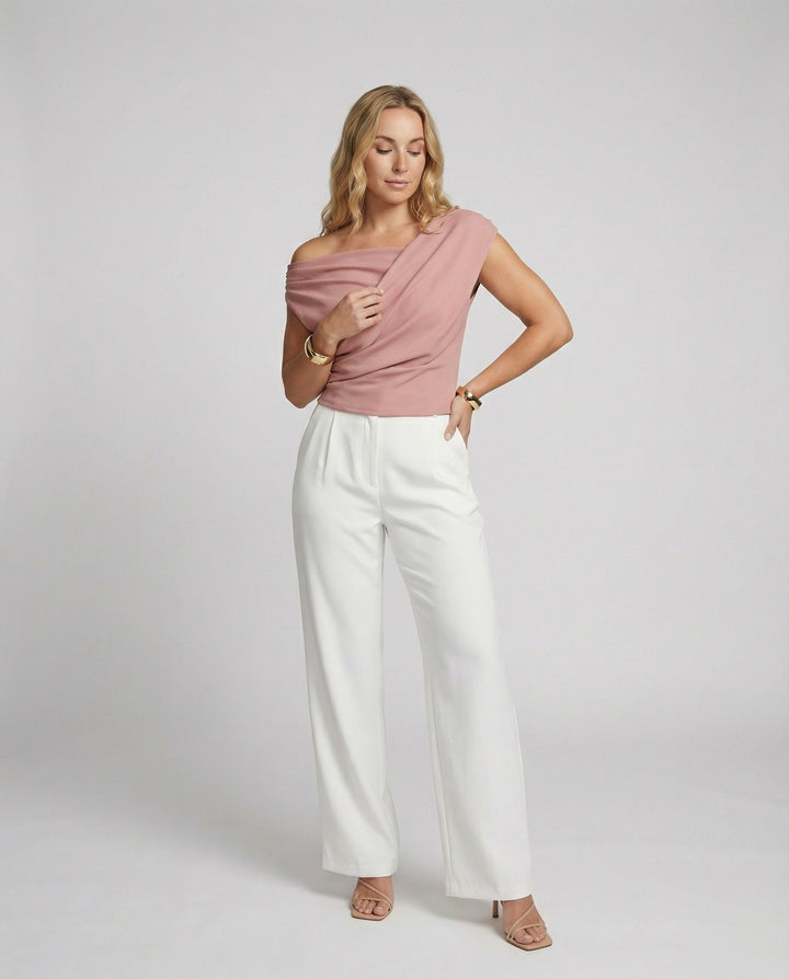 Damen Elegantes Drapiertes Oberteil mit asymmetrischem Schnitt Echoarchiv