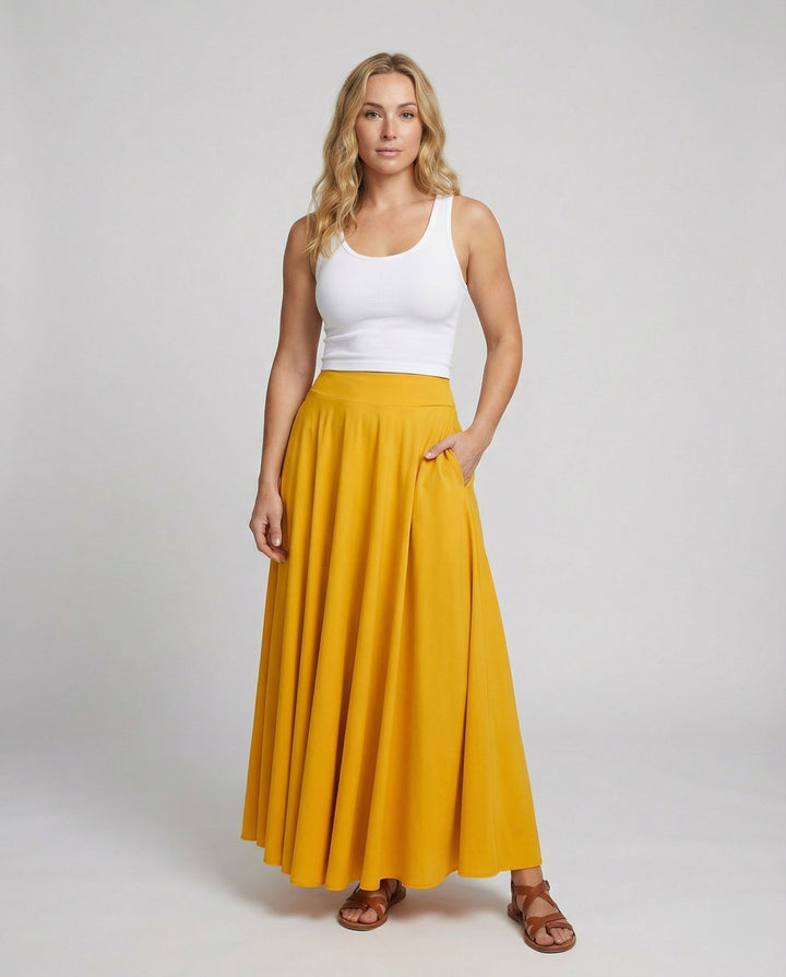 Damen Luftiger Maxi-Rock mit hohem Taillenbund Echoarchiv