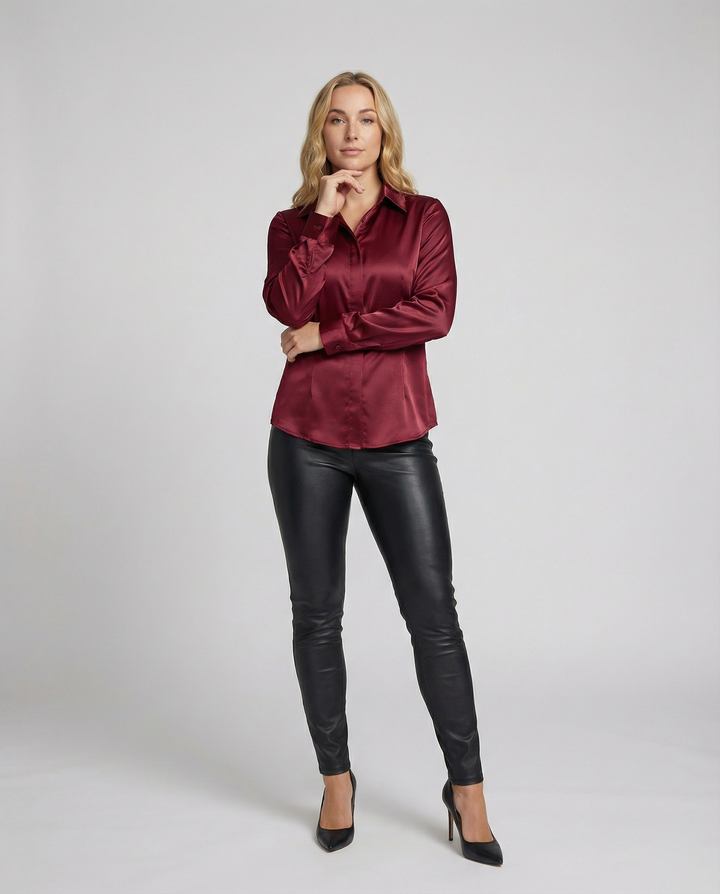 Damen Satin-Bluse mit klassischem Kragen Echoarchiv