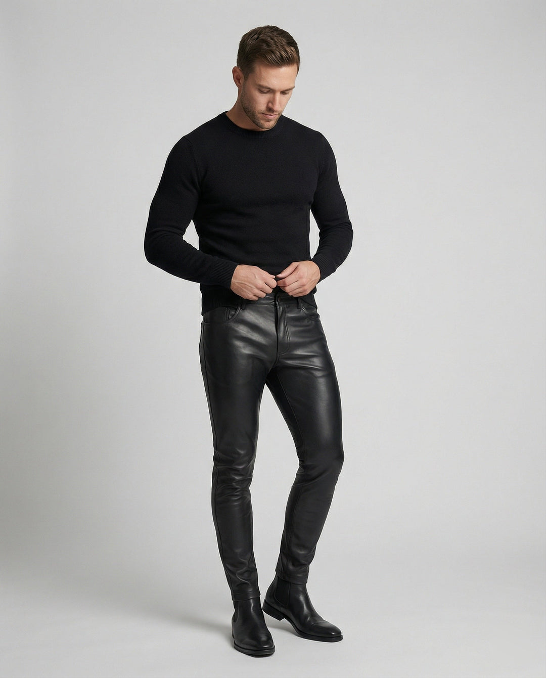 Herren Kunstleder Hose Slim Fit – Sorevano
